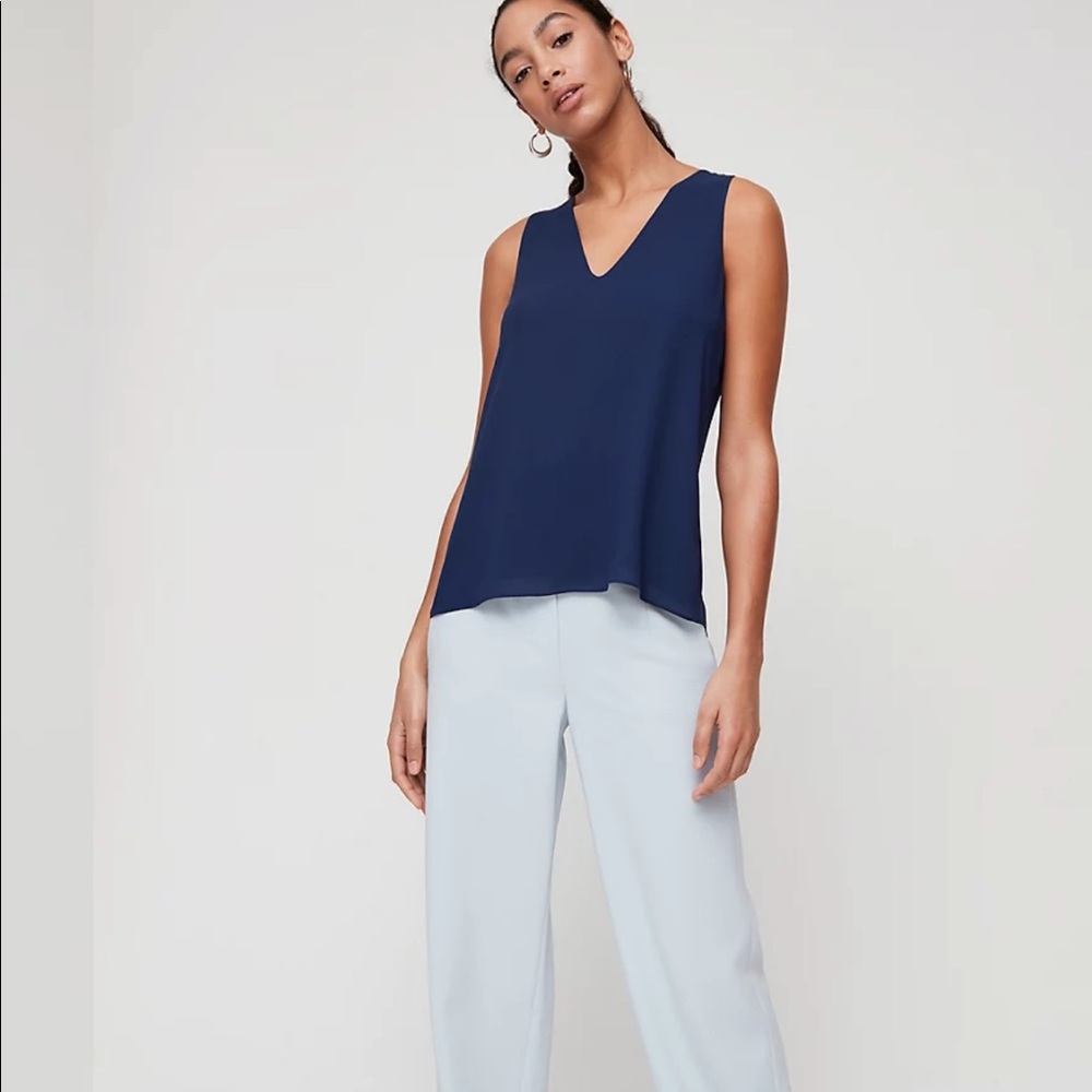 Aritzia Navy Blue Maddox Sleeveless Blouse